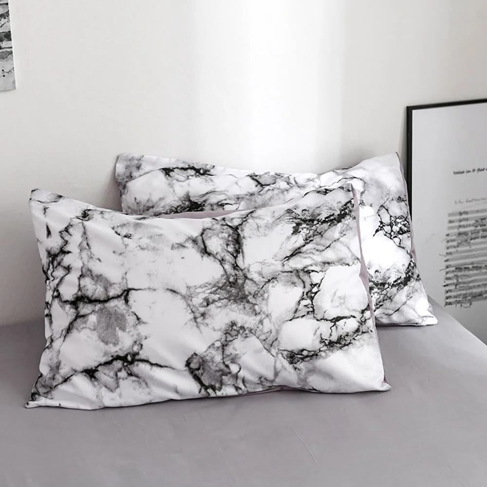 Juego de funda nórdica con estampado de mármol blanco, edredón con funda de  almohada, ropa de cama de 2/3 piezas, tamaño Queen y King, 200x200 -  AliExpress