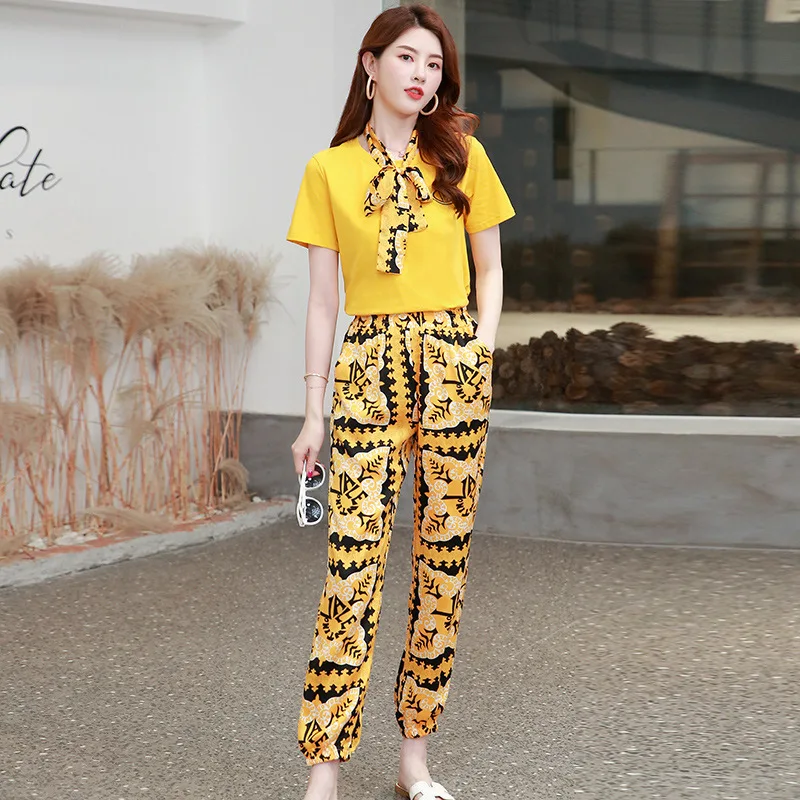 

Summer New Style Korean-style Elegant Slimming Western Style Goddess-Style Slimming Two-Piece Set Loose Pants-Style Set