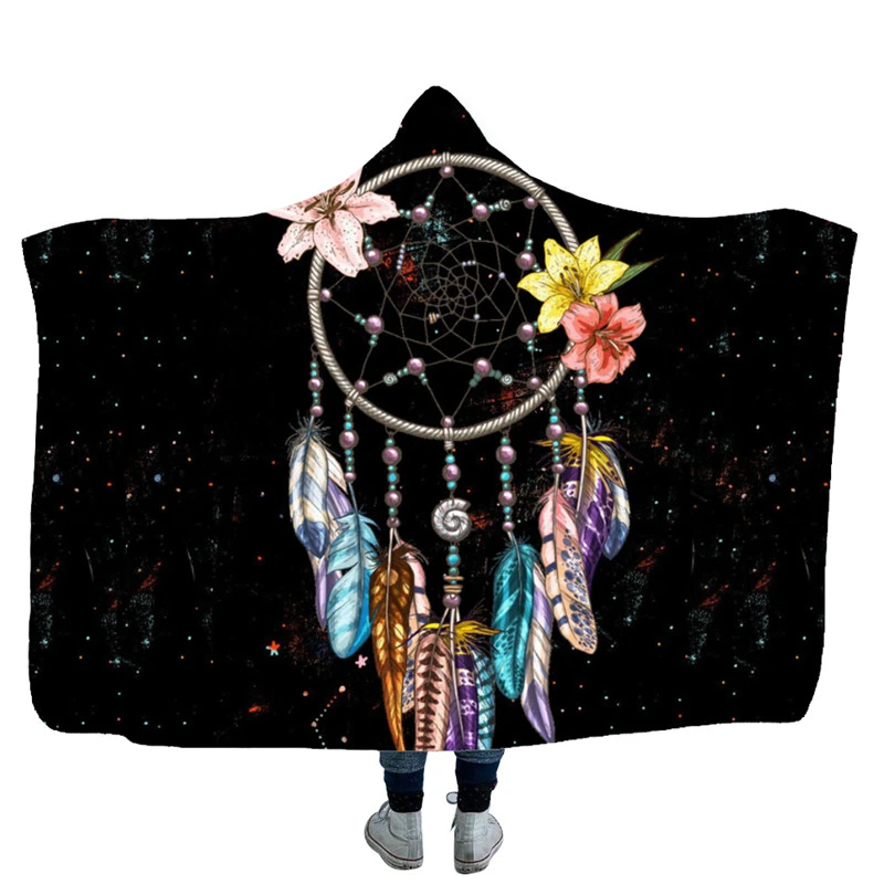 Dreamcatcher Sofa Bed Throw Blanket 130/150cm Warm Soft Comfortable Cover Blanket Home Cloak Hooded Blanket