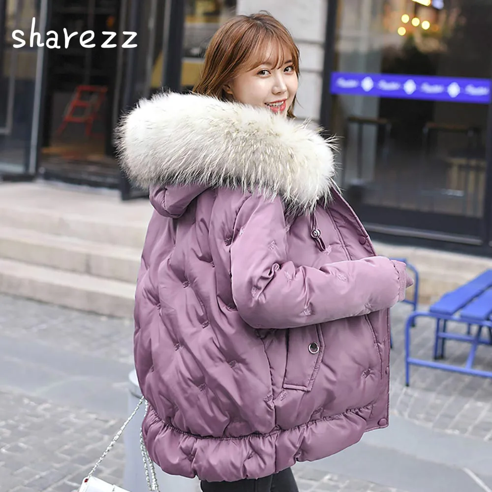

Long Coat Women Down Cotton Black Fur Hooded Parkas for Women Winter Thick Warm Cotton Parka Female Dobby Lady Wadded Jacket
