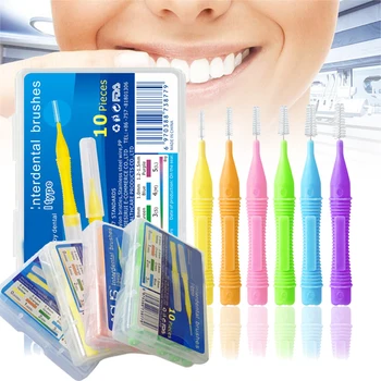 

10pcs Interdental Brush Clean Between Teeth Dental Floss Pick Push-pull Toothpick Cleaning Dental Brushes Teeth Care
