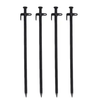 

4pcs 30CM Steel Tent Fixed Stakes Snow Ground Stakes Outdoor Camping Stakes (Black)