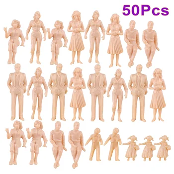 

50Pcs 1:25 Scale Miniature People Figures Model For Train Railway Alloy RC Car Sand Table Educational Toy Gift-Skin(Random Type)