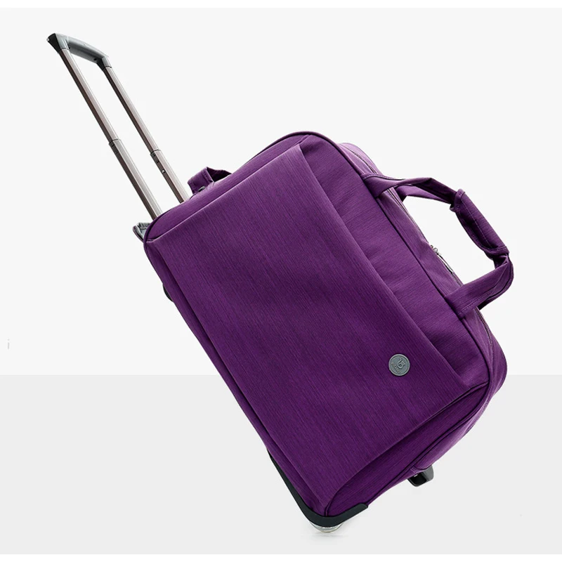 Деловая Мужская Женская тележка чемодан для багажа на колесиках брендовый Повседневный утолщенный Складной Футляр Дорожная сумка на чемодан на колесах чемодан - Цвет: purple