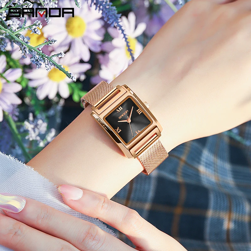 Luxury Ladies Dress Quartz Watch Fashion Simple SANDA Watches Women's Wristwatch Japan Original Battery Quartz Clock For Gift images - 6