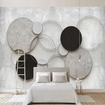 

Large wallpaper mural custom 3D three-dimensional geometric minimalist abstract line gray background wallpaper mural