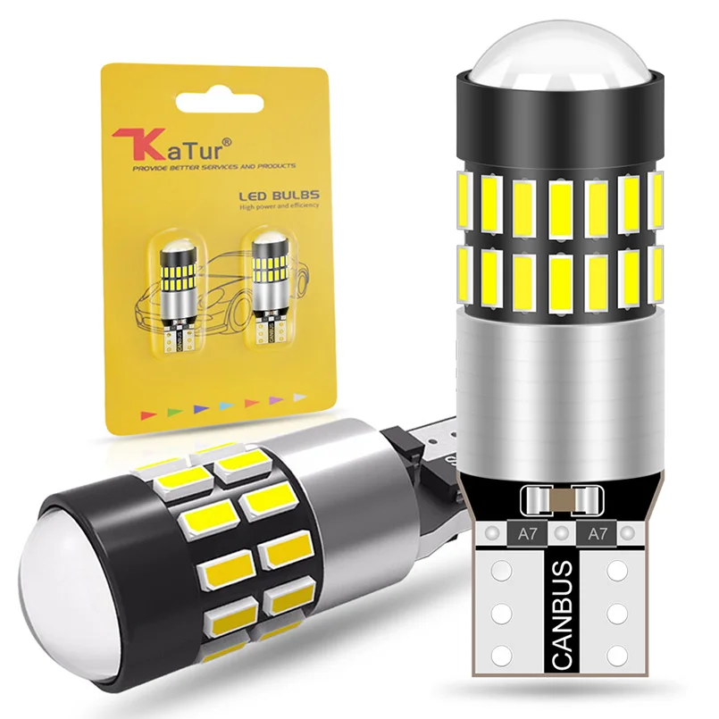 

Katur 2pcs T10 W5W Led Canbus Bulbs 194 168 30SMD 3014 White 12V led Car Interior Reading Parking Lights for BMW Audi Mercedes