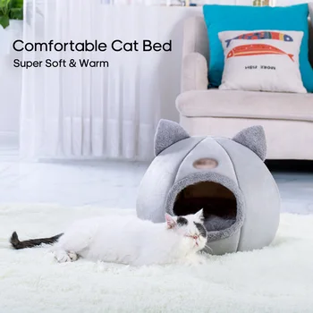 

Warm Cat Bed Winter Soft Comfortable Pet Nest Indoor Semi-Enclosed Pet Cat Dog Sleeping Tent House Dog Bed Dog House Pet Bed