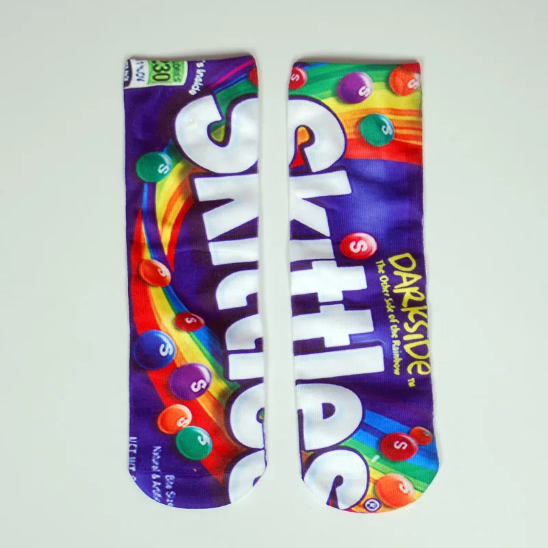 Skittles Милые женские носки с объемным принтом, 24 цвета, модные забавные короткие женские носки в стиле Харадзюку, носки в стиле хип-хоп - Цвет: Skittles