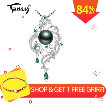 

FENASY 925 sterling silver phoenix necklace,pearl jewelry chain necklace,Pearl necklaces & pendants Emerald Bohemian necklace