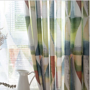 

Nordic Style Velvet Linen Printed Geometric Curtains for Bedroom Kitchen Window Treatments Tulle in the Living Room Custom Size