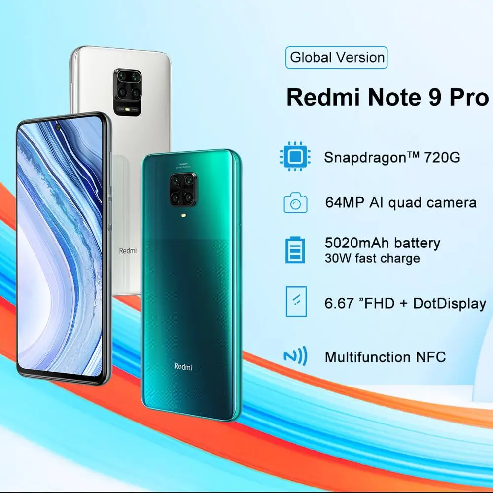 New Global Version Redmi Note 9 Pro 64GB Smartphone NFC Smartphone 6GB 64MP Quad Camera Snapdragon 720G GPay 5020mAh Battery New Global Version Redmi Note 9 Pro 64GB Smartphone NFC Smartphone 6GB 64MP Quad Camera Snapdragon 720G GPay 5020mAh Battery