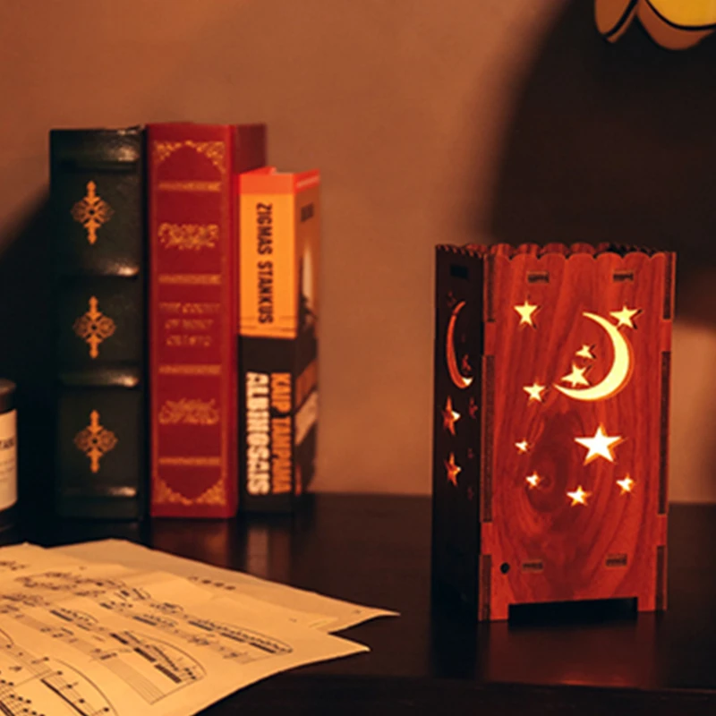 

Creative log hollow colorful romantic lucky star projection lamp moon star projection creative atmosphere night light home light