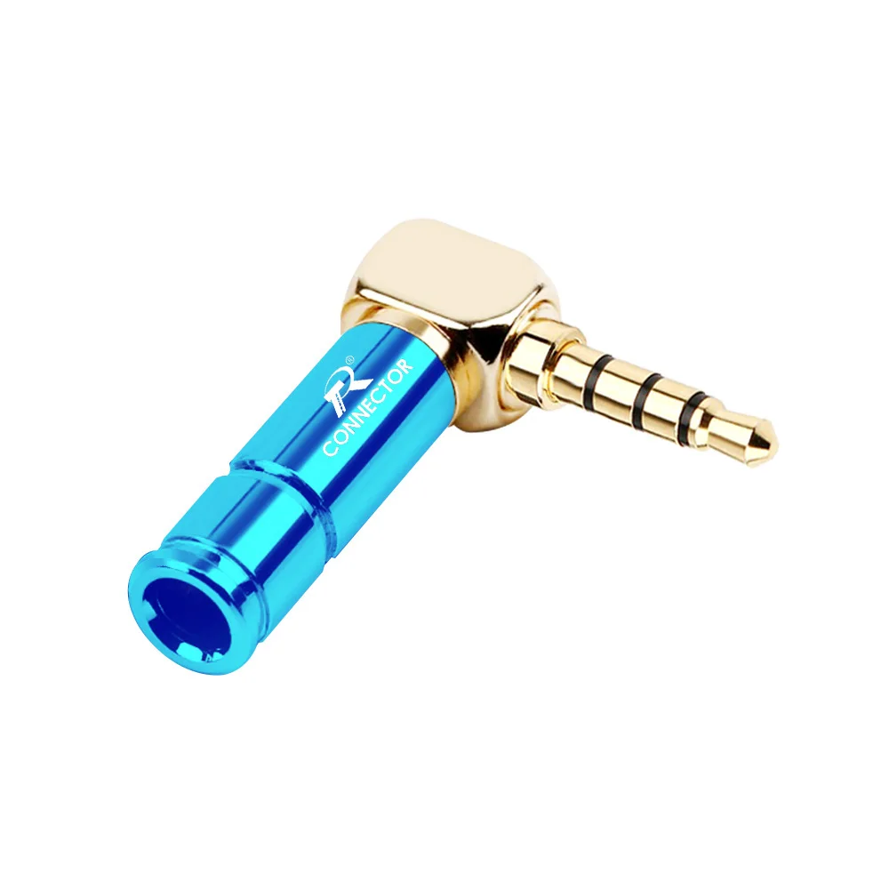 Right Angle Earphone Plug 3/4Pole Gold-plated Wire Connector Fit for 6mm Cable DIY Play Aluminum Alloy Tube 1pc,wire connector,electrical connectors,electrical connector,cable connector