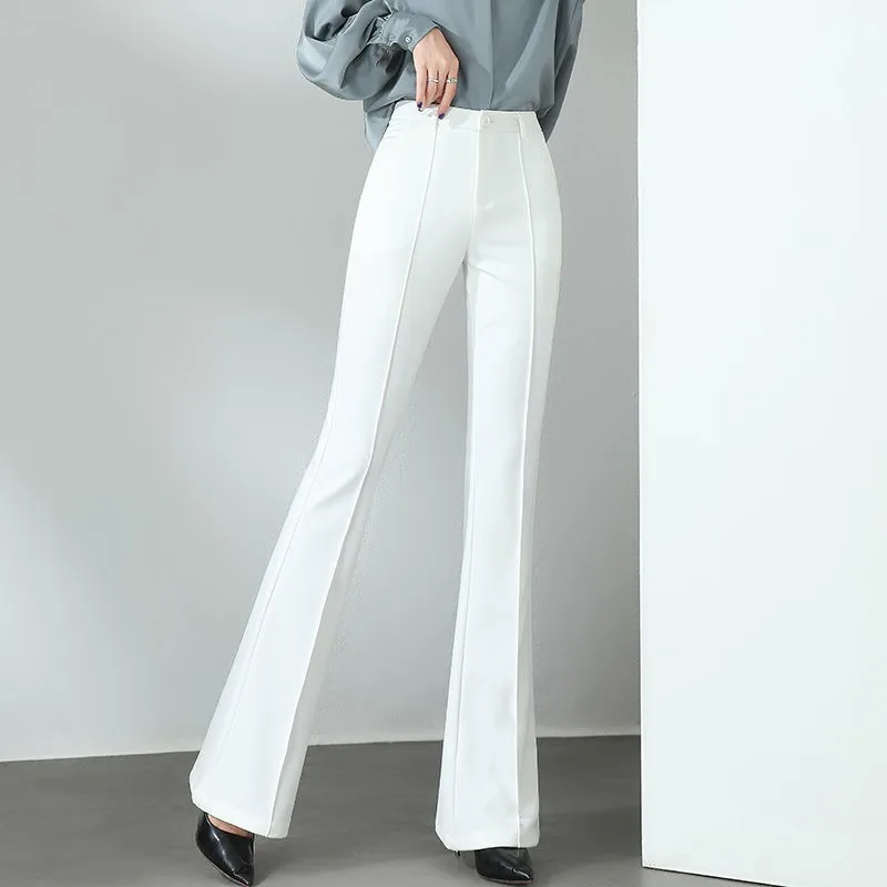 

Women Flare Pants Fashion Black High Waist Pants Women Buttons Bodycon Women Trousers Business Office Work Lady Elegant Pants