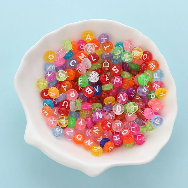 200 Pcs Acrylic Round Alphabet Beads "A-Z" Letter Spacer Beads for DIY Bracelet Necklace Kids DIY Toy Jewelry Making Accessories 1