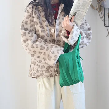 

Women Lady Knitting Drawstring Handbag Solid Color for Mobile Phone Keys Money J9