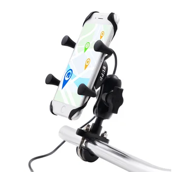 

2 in 1 Phone Bracket USB Universal Chargeable Motorcycle Phone Holder 360 Motorbike Universal Rotating Mount Mobile Rearview