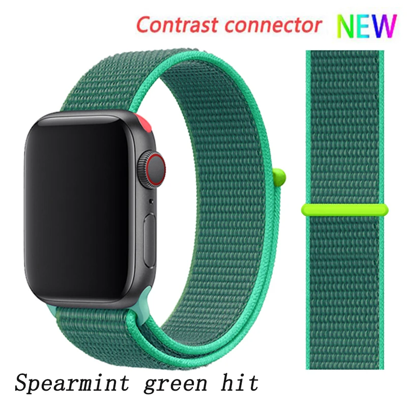 Спортивная петля ремешок apple watch band 42 мм 38 мм apple watch 4 3 band iwatch band 44 мм 40 мм correa pulseira 42 44 нейлоновый ремешок для часов - Цвет ремешка: Spearmint green 3hit