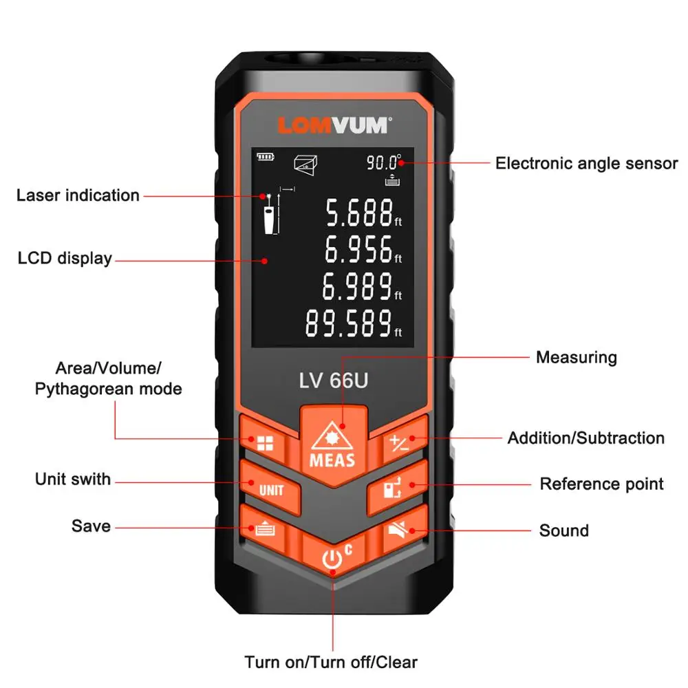 LOMVUM LV 66U рукоять лазерный дальномер цифровой USB заряда электрических уровень