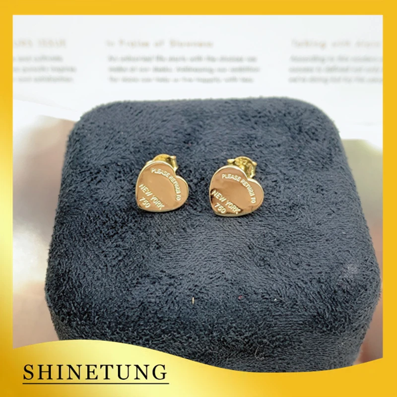 

1:1 Original Model S925 Sterling Silver Earrings Fashion Gold Color Heart-Shaped Earrings Ladies LOGO Jewelry Birthday Gift