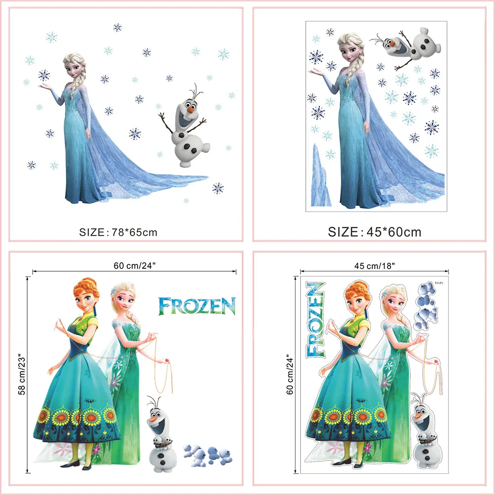 Cartoon diy bevroren prinses Elsa Anna muurstickers meisjes kinderkamer achtergrond decoratie verwijderbare kinderkamer poster sticker