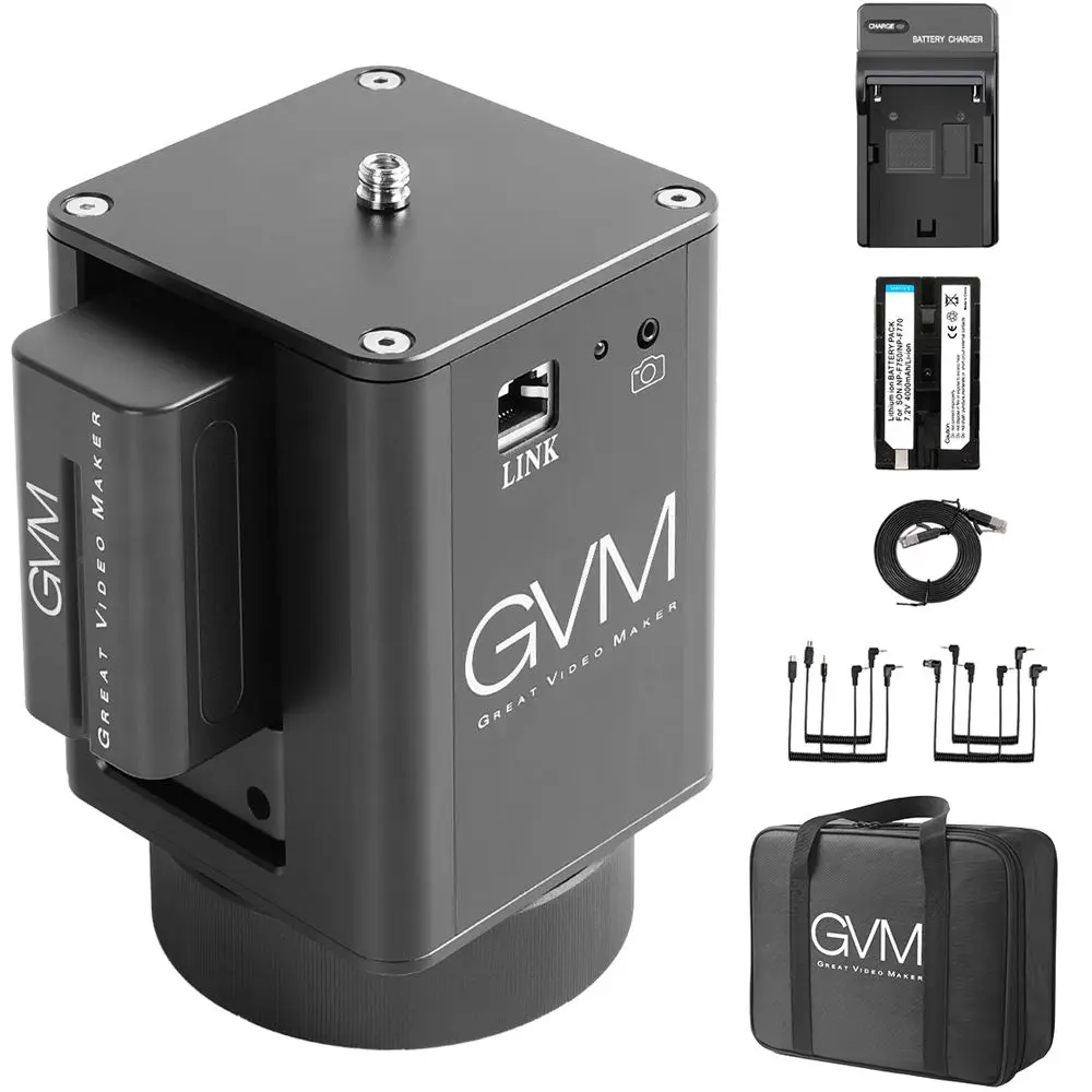 US $238.89 GVM Motorized Pan Head On Tripod Slider For Video Shooting 360 Panning Aluminum Alloy Wireless APP Controlled Portable WX1D