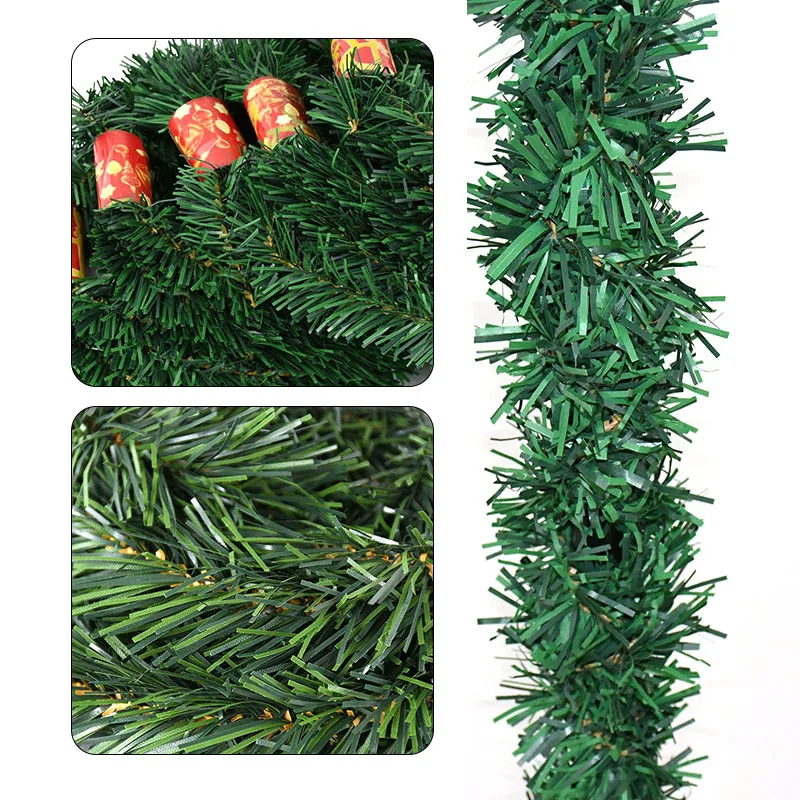 5.2/5.5m Pine Needle Iron Rattan Green Tinsel Ribbon Garland For Home Christmas Decoration Xmas Tree Ornaments New Year Decor