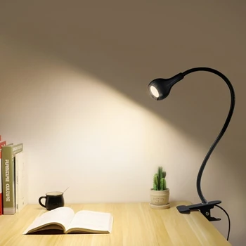 

NEWKBO LED Desk Lamp Soft LED light With Clip 1W Flexible Reading Book Light USB Power Supply Flexible Metal Tube Light