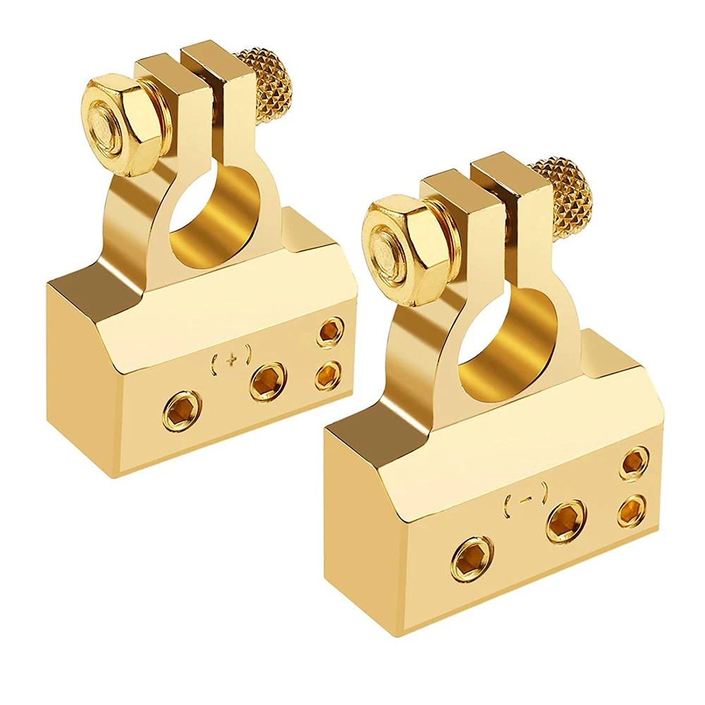 Золотые автомобильные клеммы для аккумуляторов, терминалы для автомобильных аккумуляторов, отрицательные клеммы для автомобильных аккумуляторов, зажим для металлического сплава