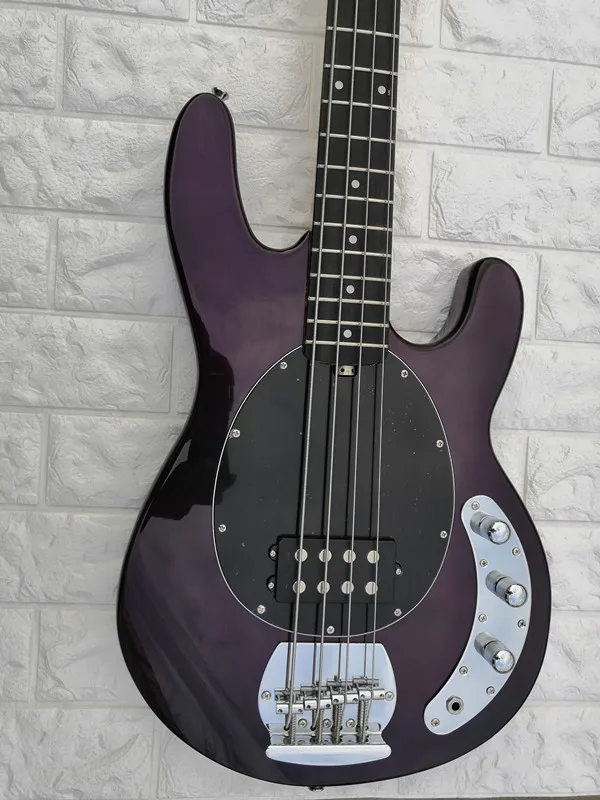 Электрическая бас гитара 4 струны фиолетовый цвет палисандр гриф Серебряная фурнитура 1H пикап paypal доступен! Bs-9