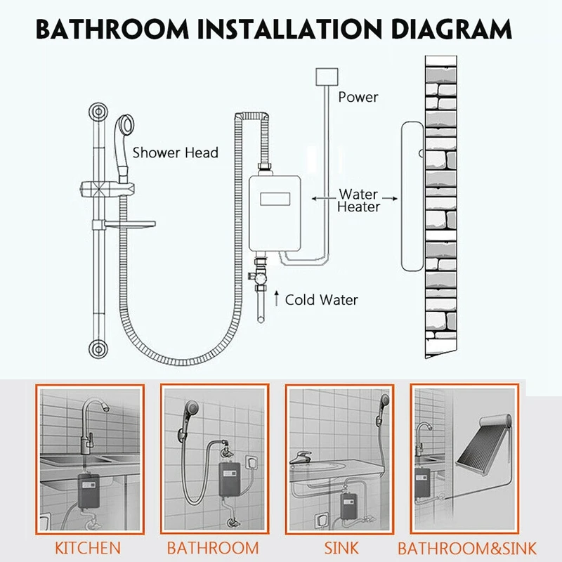 Горячее предложение! 3800 Вт мини Электрический Проточный Нагреватель мгновенной горячей воды с дисплеем температуры, подогрев душа
