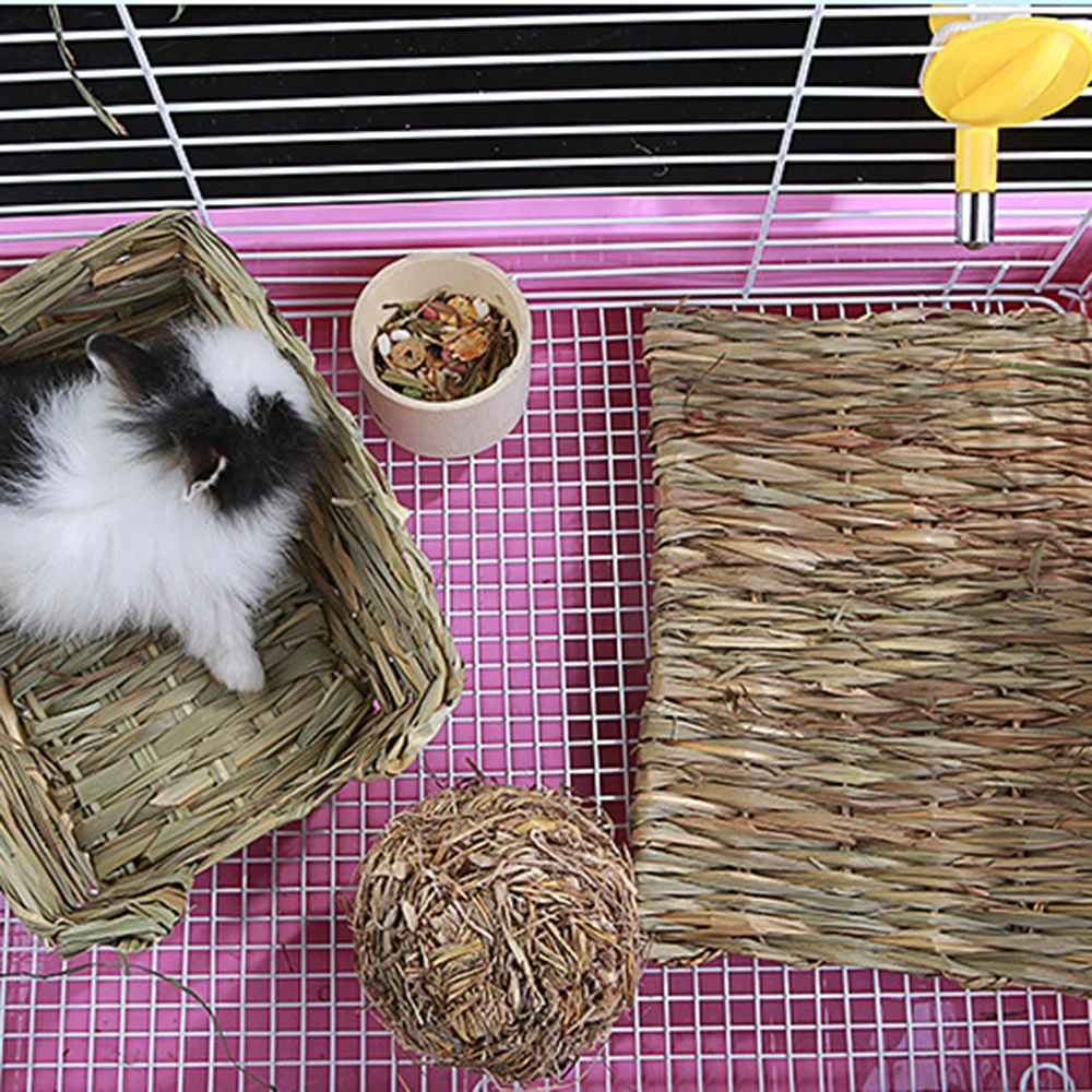 Grass Mat Rabbits Cages Natural Small Pet Nest Bed Guinea AliExpress