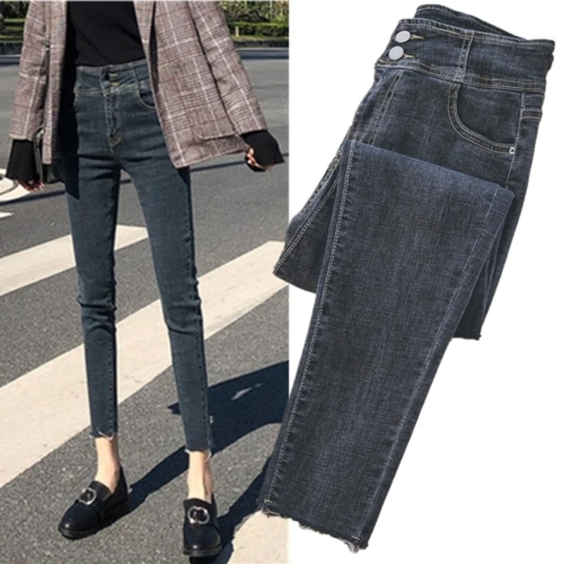 

Genayooa Plus Size High Waist Jeans Woman Stretch Black Ladies Jeans Woman Skinny Pencil Pants Denim Push Up Korean Autumn 2019