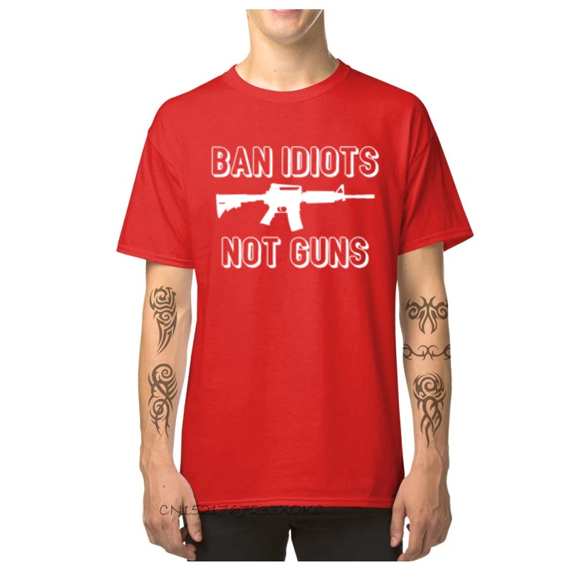 Ban Idiots Not Guns-1847 T Shirts Group Short Sleeve Fitted Crewneck 100% Cotton Tops Shirt Top T-shirts for Boys VALENTINE DAY Ban Idiots Not Guns-1847 red