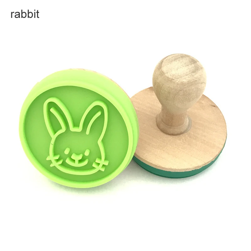 rabbit Резак для печенья, пресс-формы для печенья, инструменты для выпечки, деревянная ручка, силикон, штамп для печенья, сделай сам, кондитерский торт, кухонный обеденный бар - Цвет: rabbit