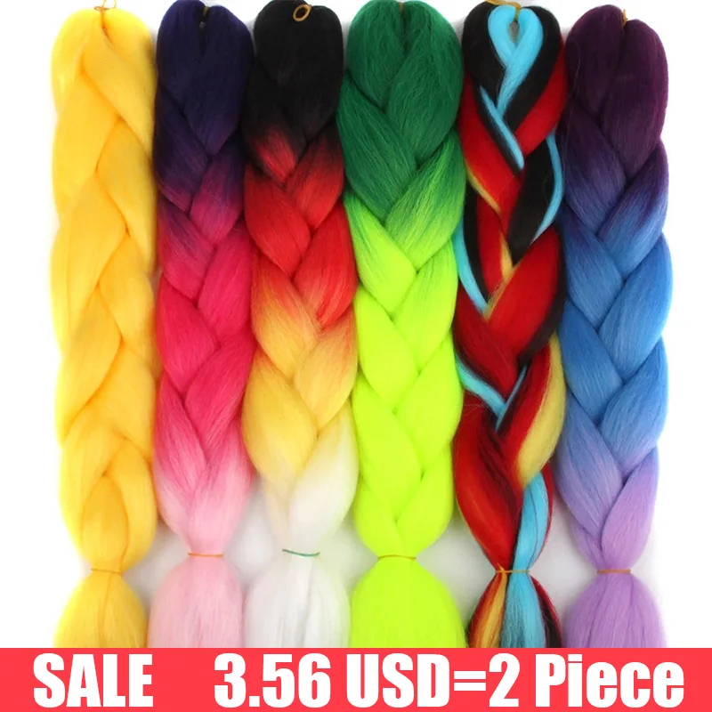 Extensiones de Cabello sintético para mujeres negras, accesorios de cabello trenzado Jumbo degradado de 24 pulgadas y 100g, preestirado, venta al por mayor