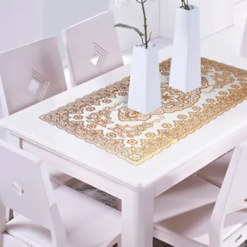 

1PC Tablecloth Plastic PVC Waterproof Oilproof Dining Tablecloth Bronzing Printed Table Cover Table Mat
