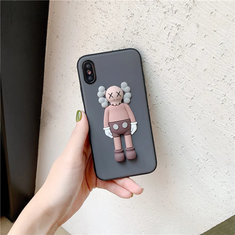 Милый модный силиконовый чехол для мобильного телефона с 3D мультяшным рисунком, модный милый чехол для iPhone 7 8 Plus X S R 11 pro Max, мягкий чехол для телефона - Цвет: grey