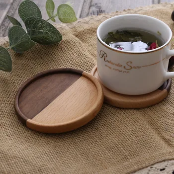 

New Style Creative Solid Wood Placemats Coasters European Style Simple Building Blocks Cup Mat Black Walnut Wood Wood Insulation