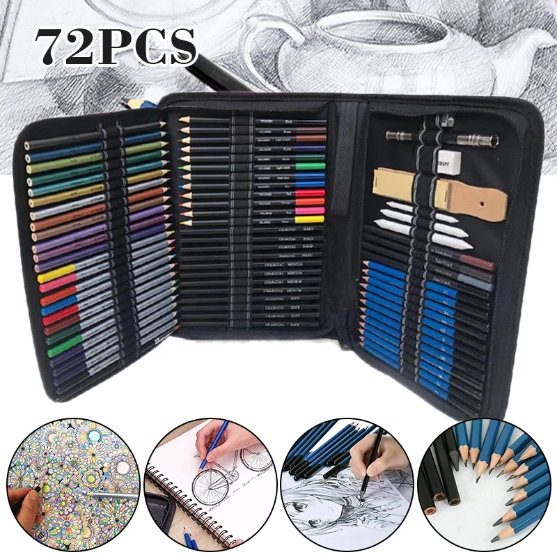 72pcs Set Drawing Sketching Set Charcoal Pencil Artists Painting Drawing Sketch Kit School Students Art Supplies Art Sets Aliexpress