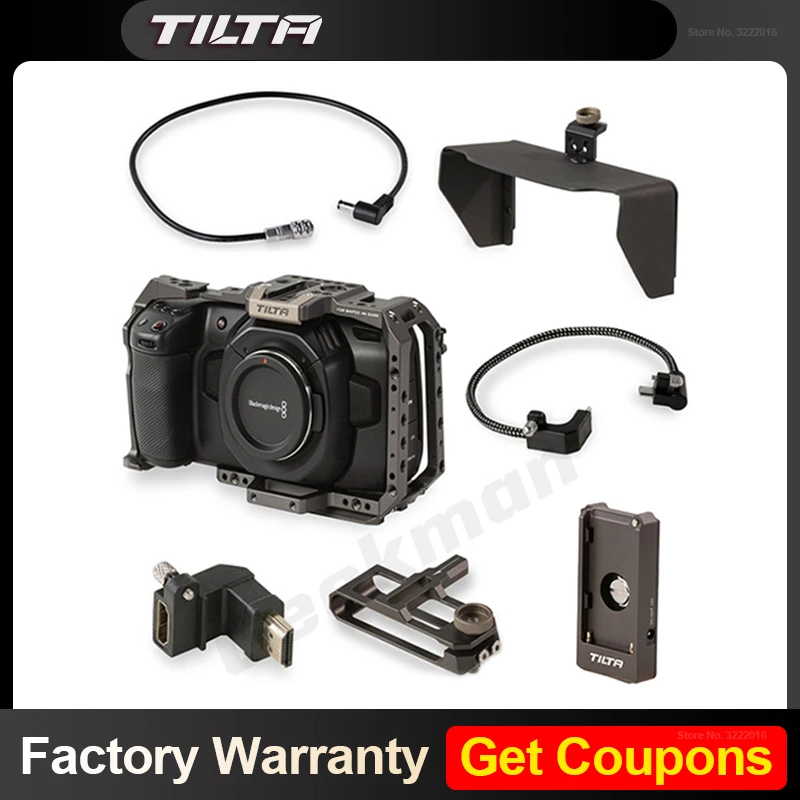 Tilta BMPCC 4k 6K Cage DSLR Camera with Sunho SSD Drive Holder DC Power Cable F970 Battery Plate Adapter VS Smallring | Электроника