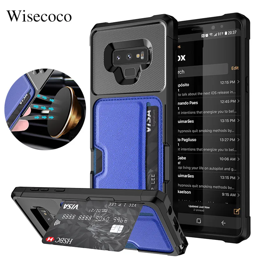 

Luxury Leather Card Wallet Phone Case for Samsung Galaxy Note 9 S9 s10 Plus S10e Stand Hybrid Silicone Bumper Soft Back Cover