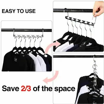 

Multifunctional Clothes Hanger Space Saving clothes Hanger with Hook Magic 6Hole Cloth Closet Organizer Iron Clothes Drying Rack