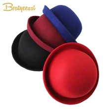 Fashion Winter Kids Hat Wool Bowler Hats Children Girls Hat Adjustable Kids Cap Autumn Spring 4-8 Years