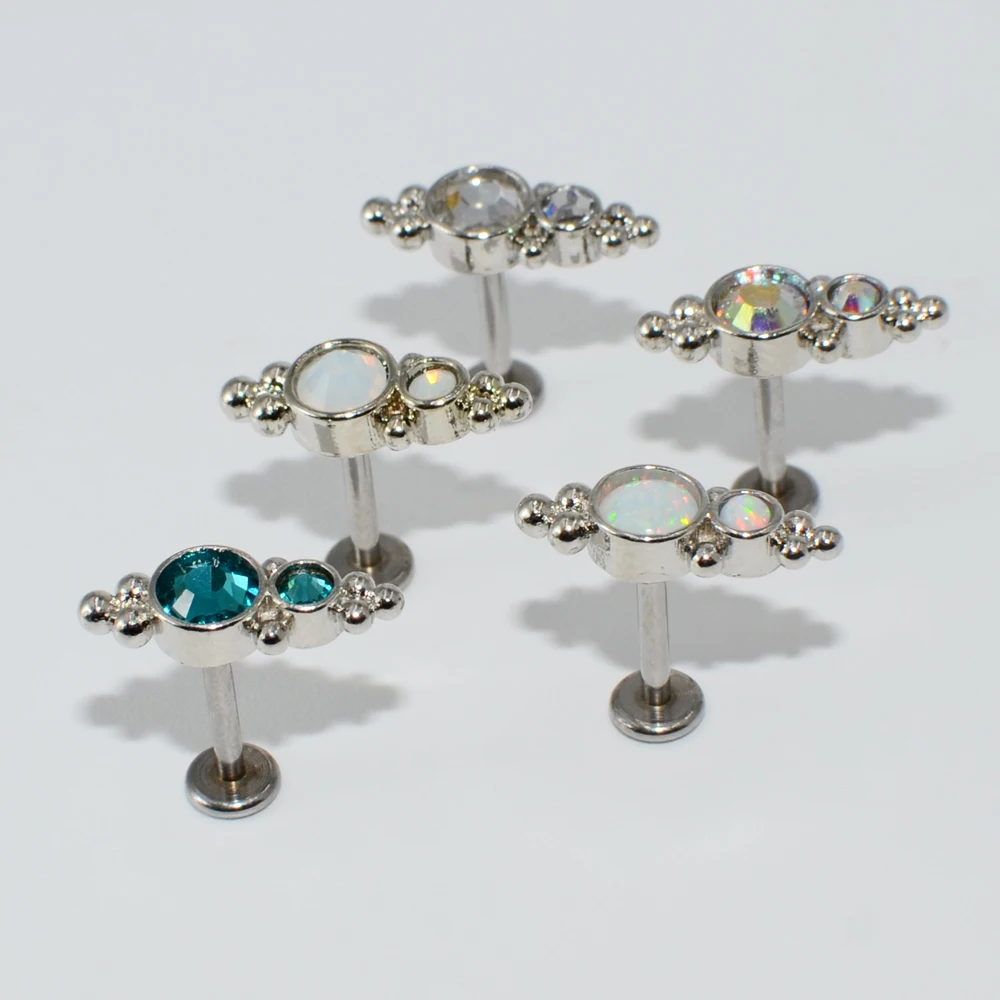 Surgical Steel&Titanium Opal Zircon Ear Stud Labret Stud Lip Ring Cartilage Helix Lobe Conch Earrings Body Piercing Jewelry 1pcs piercing jewelry,body piercing earrings,ear piercing jewelry,ear studs,metal jewelry,body piercing jewelry,body jewelry