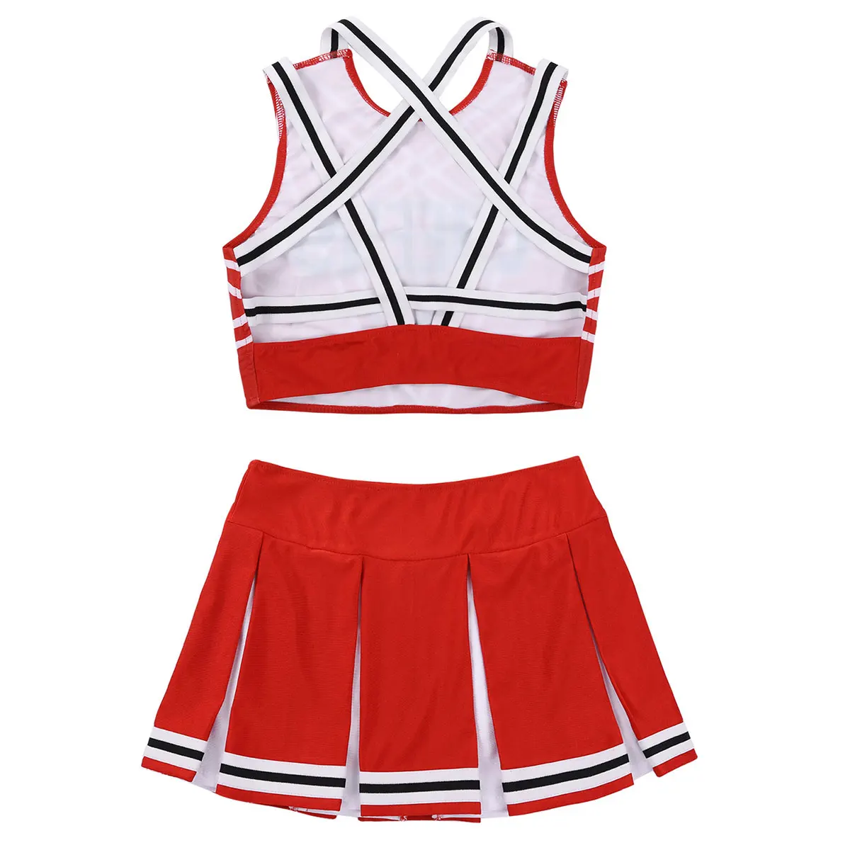 Women Lingerie Set Japanese Schoolgirl Cosplay Uniform Sexy Sleeveless Crop Top with Mini Pleated Skirt Cheerleader Costume