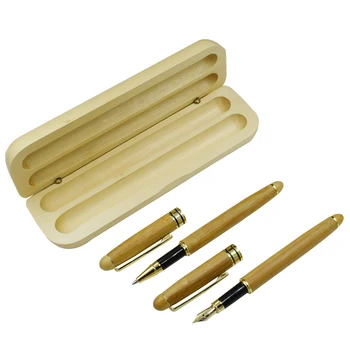

Stationary Set Fountain Pen And Gel Pen And Pencil Case Bamboo Pens And Maple Wood Pencil Case Set Office School Supplies Gift