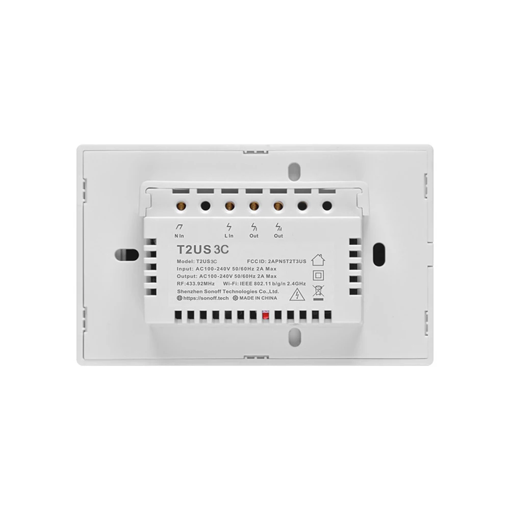 SONOFF T2US3C-TX, 3 банда, умный переключатель, 433 МГц, беспроводное управление, RF приложение/сенсорный таймер, usсовместимый с Google Home