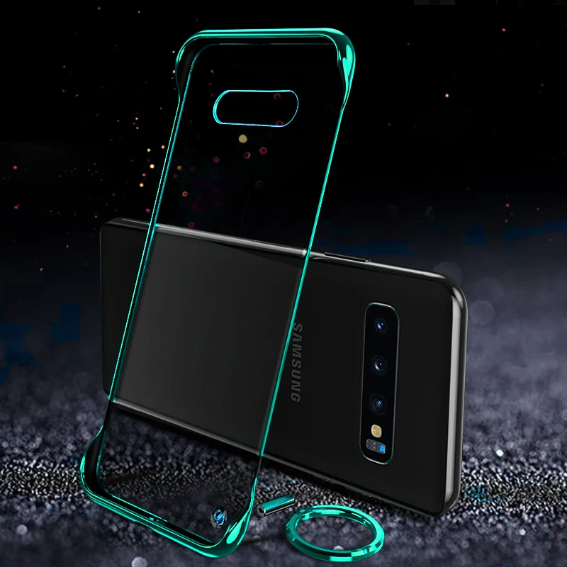 Прозрачный чехол с покрытием для samsung Galaxy S10 Note 10+ Plus A10 A30 A20 A70 A50 A505 Безрамное покрытие из поликарбоната кольцо на палец